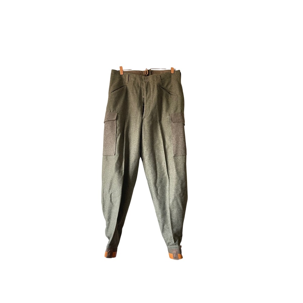Vintage Swedish Military M58‎ Wool Cargo Pants Olive Drab Tapered 35x31.5